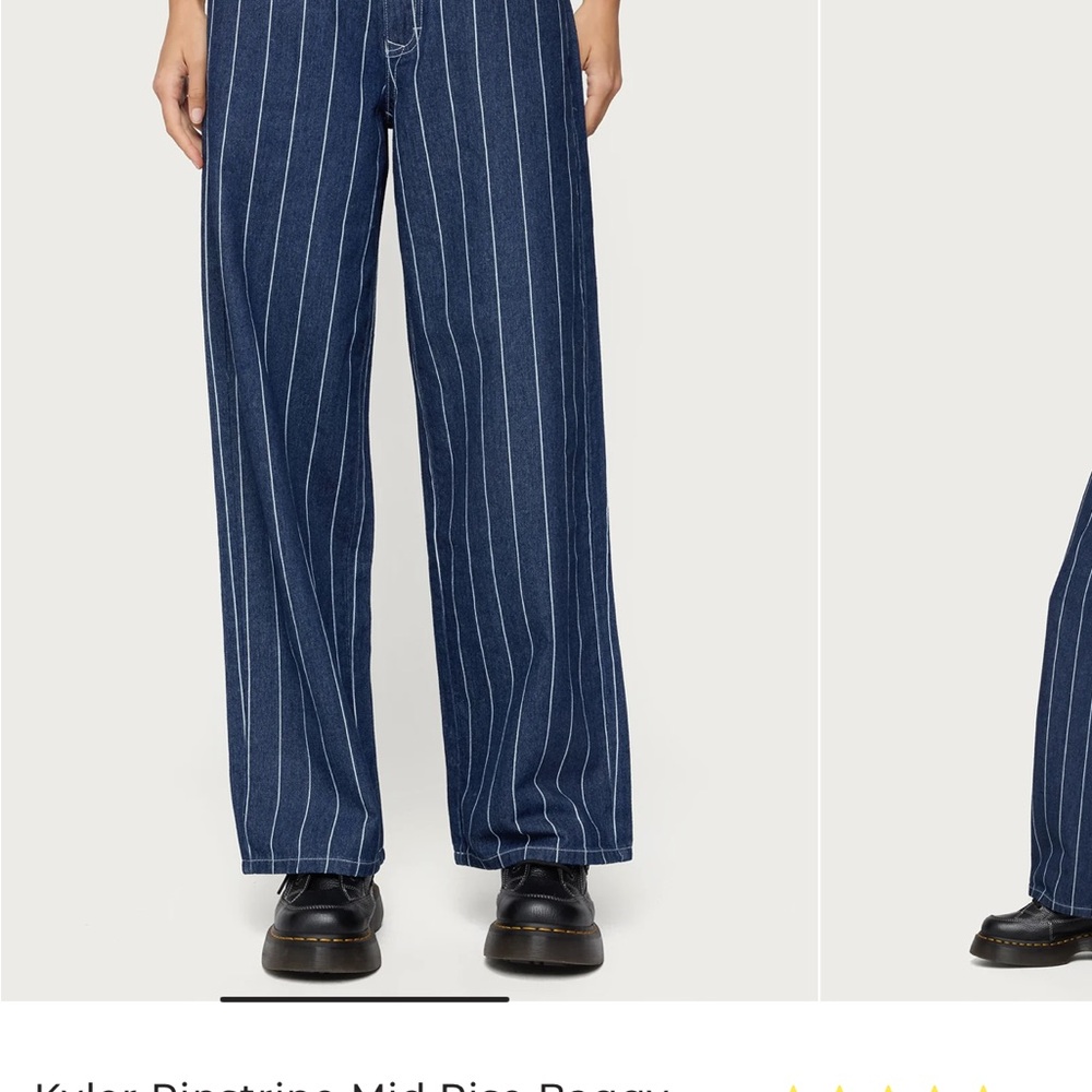 Pinstripe Wide Leg Denim Jeans Edikted Small NWT - Picture 2 of 9